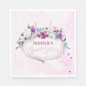 Rosa Floral | Süß 16 Serviette (Vorderseite)