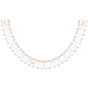 Rosa Floral Swan Prinzessin Happy Birthday Bunting Wimpelkette