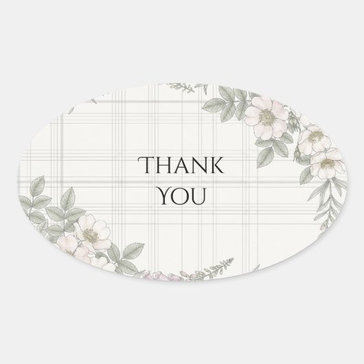 Rosa Floral Tartan Danke Sticker (Vorderseite)