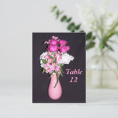 Rosa Floral - Tischnummer Postkarte (Stehend Vorderseite)