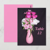 Rosa Floral - Tischnummer Postkarte (Vorne/Hinten)