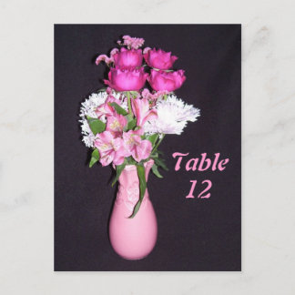 Rosa Floral - Tischnummer Postkarte