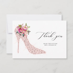 Rosa Floral und High Heels Script Brautparty  Dankeskarte