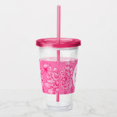 Rosa Floral und Monogramm Acryltrinkbecher (Rechts)