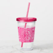 Rosa Floral und Monogramm Acryltrinkbecher (Rückseite)