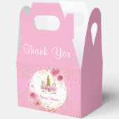 Rosa Floral | Unicorn Birthday Party Geschenkschachtel (Offen)