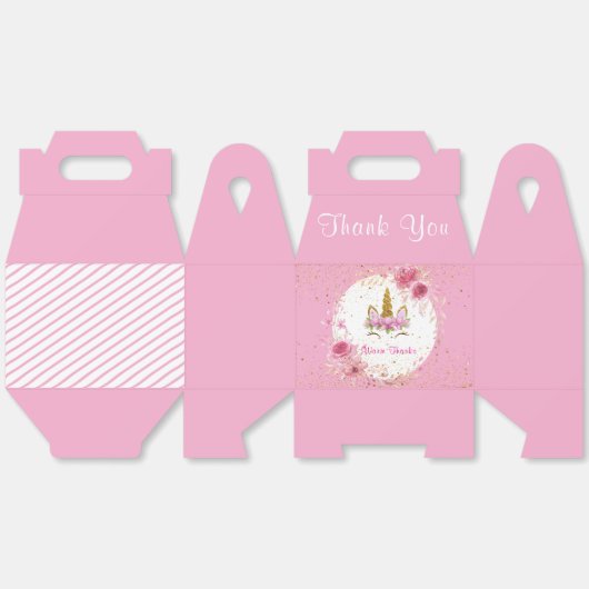 Rosa Floral | Unicorn Birthday Party Geschenkschachtel (Ungeklappt)