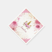 Rosa Floral | Unicorn Birthday Party Serviette (Ecke)