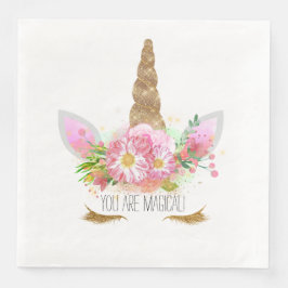 Rosa Floral Unicorn Geburtstag Serviette