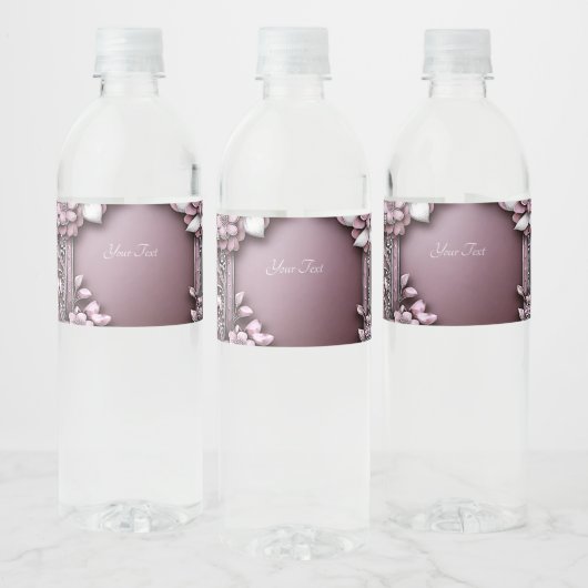 Rosa Floral Wasser Flasche Etikett (Flaschen)