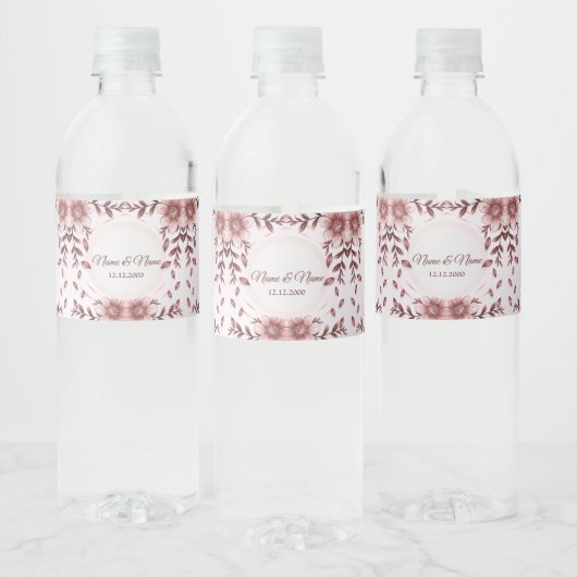 Rosa Floral Wasser Flasche Etikett (Flaschen)