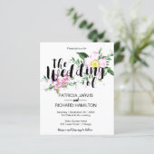 Rosa Floral Wasserfarbe billige Hochzeit Einladung (Stehend Vorderseite)