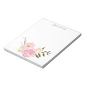 Rosa Floral Wasserfarbe Dankbarkeit Notizblock (Rotiert)