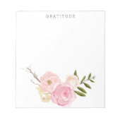 Rosa Floral Wasserfarbe Dankbarkeit Notizblock (Vorderseite)