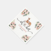 Rosa Floral Wasserfarbe Oh Hirschsusche Serviette (Ecke)