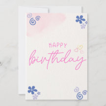 Rosa Floral Watercolor Geburtstagskarte Einladung