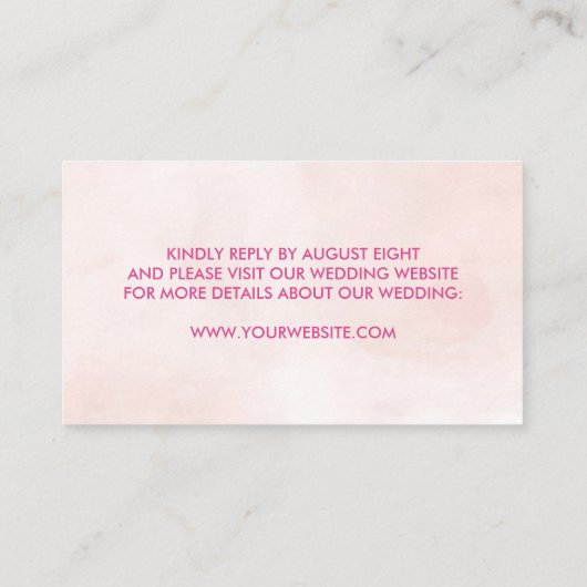 Rosa Floral Watercolor Hochzeitskarte Visitenkarte (Rückseite)