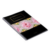 Rosa Floral Watercolor Monogram Name Notebook Notizblock (Rechte Seite)