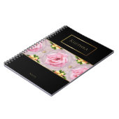 Rosa Floral Watercolor Monogram Name Notebook Notizblock (Linke Seite)