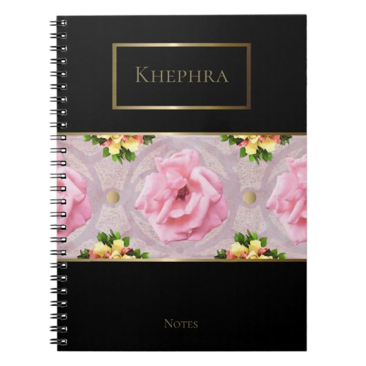 Rosa Floral Watercolor Monogram Name Notebook Notizblock (Vorderseite)