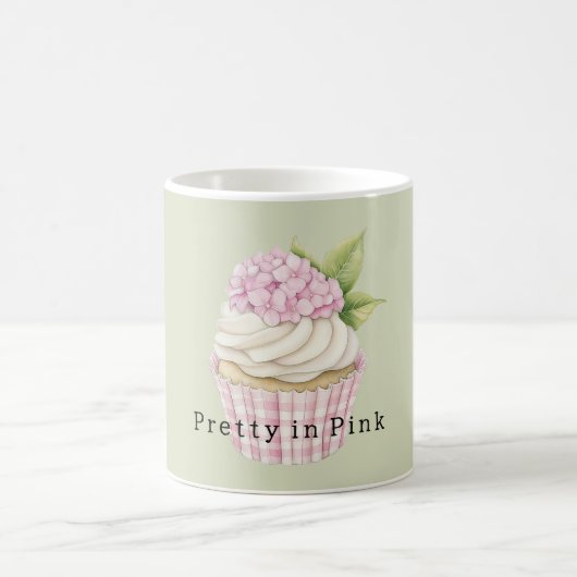 Rosa Floral Weißcreme-Cupcake Kaffeetasse (Mittel)
