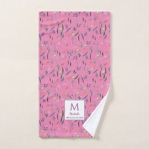 Rosa, floral WERTVOLL bis GOT-Monogramm Handtuch
