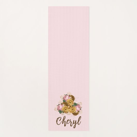 Rosa Floral Yogamatte (Vorderseite)