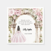 Rosa Floralbogen Gewand Geburtstag Serviette (Vorderseite)
