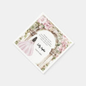 Rosa Floralbogen Gewand Geburtstag Serviette (Ecke)