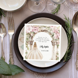 Rosa Floralbogen Gewand Geburtstag Serviette