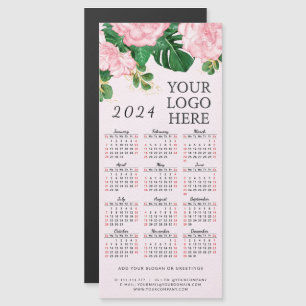 Rosa florale 2024 Magnetic Calendar Business-Logo Magnetkarte