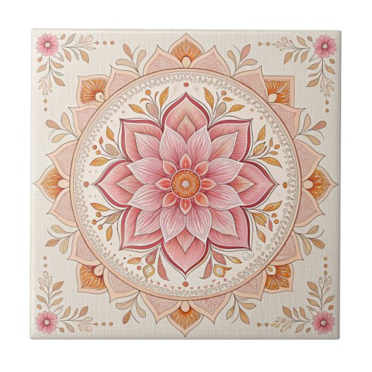Rosa, florale 4,25"-Tile, um Platz zu begrenzen Fliese (Vorderseite)