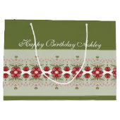 Rosa florale Akzentuierung Große Geschenktüte (Rückseite)