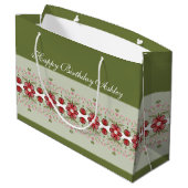 Rosa florale Akzentuierung Große Geschenktüte (Rückseite Schrägansicht)