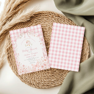 Rosa Florale Alberola Gingham Baby Shower Einladung