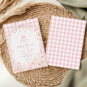 Rosa Florale Alberola Gingham Baby Shower Einladung