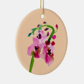 Rosa florale Aquarellfarbe Blume Keramik Ornament (Rechts)