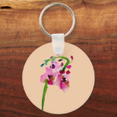 Rosa florale Aquarellfarbe Blume Schlüsselanhänger (Vorderseite)