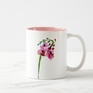 Rosa florale Aquarellfarbe Blume Zweifarbige Tasse