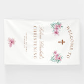 Rosa florale Aquarellfarben Begrüßungszeichen Banner (Horizontal)