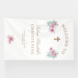 Rosa florale Aquarellfarben Begrüßungszeichen Banner