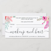 Rosa florale Aquarellfarben Logo Geschenkgutschein (Rückseite)