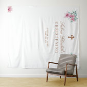 Rosa florale Aquarellfärbung Christening Foto prop Wandteppich (Beispiel (Horizontal))