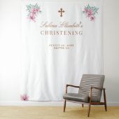 Rosa florale Aquarellfärbung Christening Foto prop Wandteppich (Beispiel)