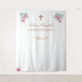 Rosa florale Aquarellfärbung Christening Foto prop Wandteppich