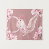 Rosa florale Axolotl-Tapete Wandteppich (Vorderseite (Horizontal))