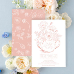 Rosa Florale Baby braut Vintage Mädchen Dusche Einladung