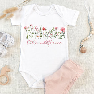 Rosa florale Baby-Mädchen-Body mit kleinen Wildblu Baby Strampler