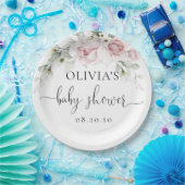 Rosa Florale Baby Shower Papierplatten Pappteller (Party)