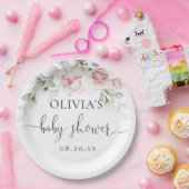 Rosa Florale Baby Shower Papierplatten Pappteller (Party)